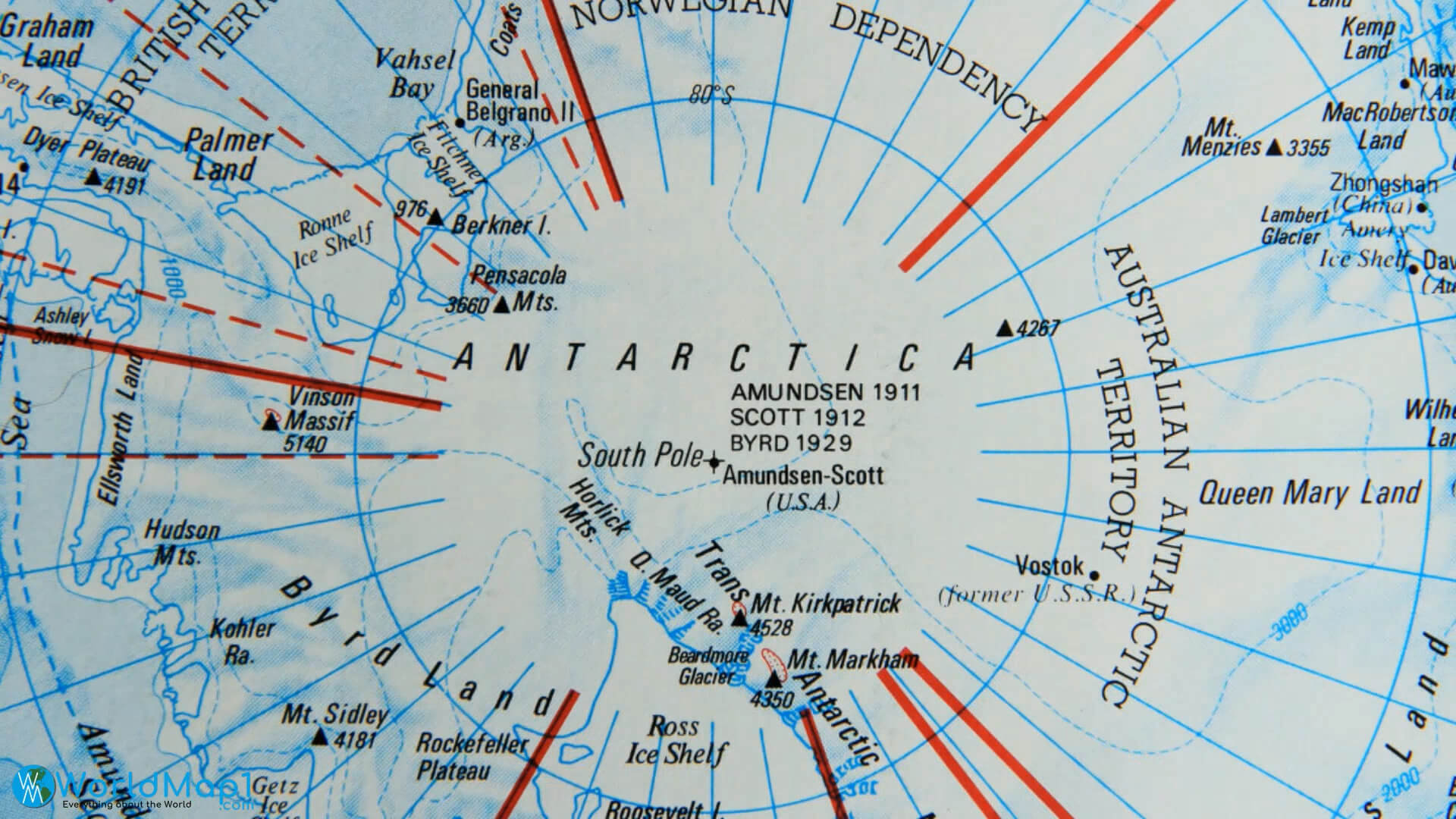 Antarctica and South Pole Map